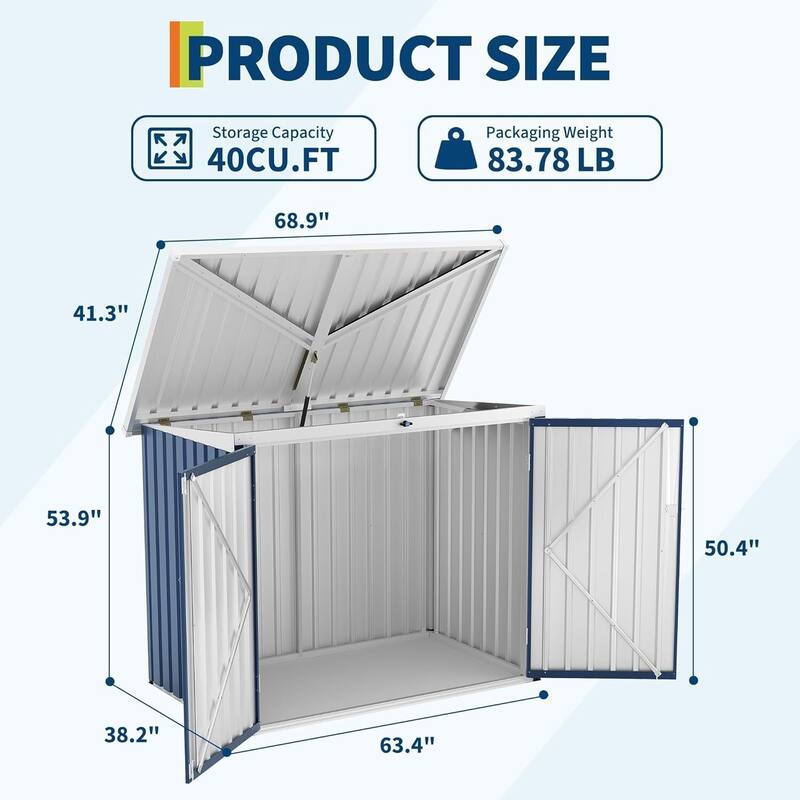 Outdoor Trash Can Storage Box with Lock Latch for Backyard, Patio & Garden Tool Organization