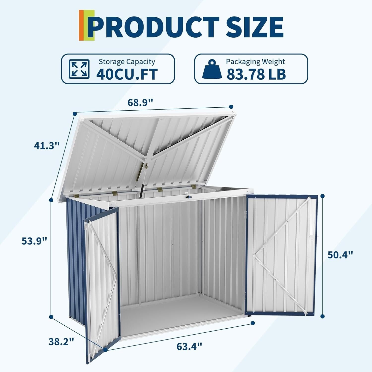 Outdoor Trash Can Storage Box with Lock Latch for Backyard, Patio