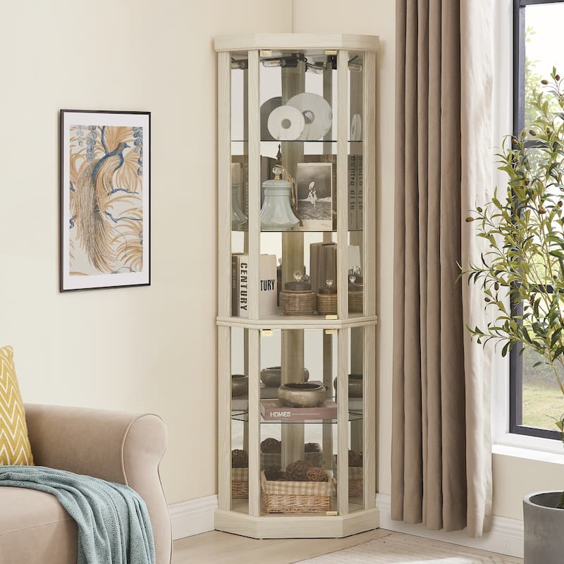 Lighted Corner Curio Cabinet - White