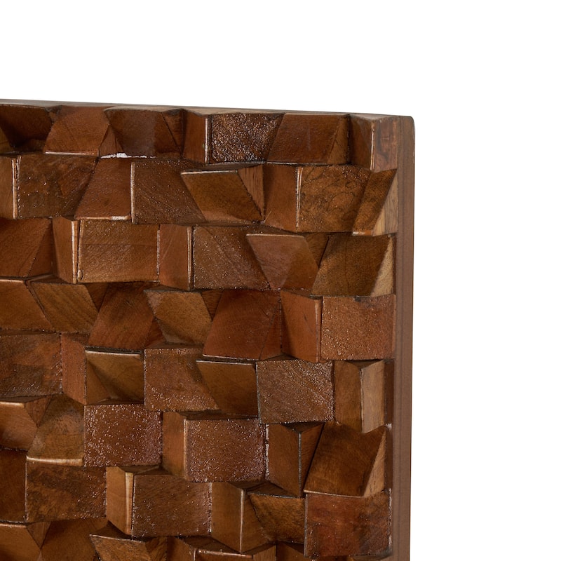 Mango Wood Geometric Handmade 3D Cube Inspired Panel Home Wall Decor - Brown - Roche River Decor