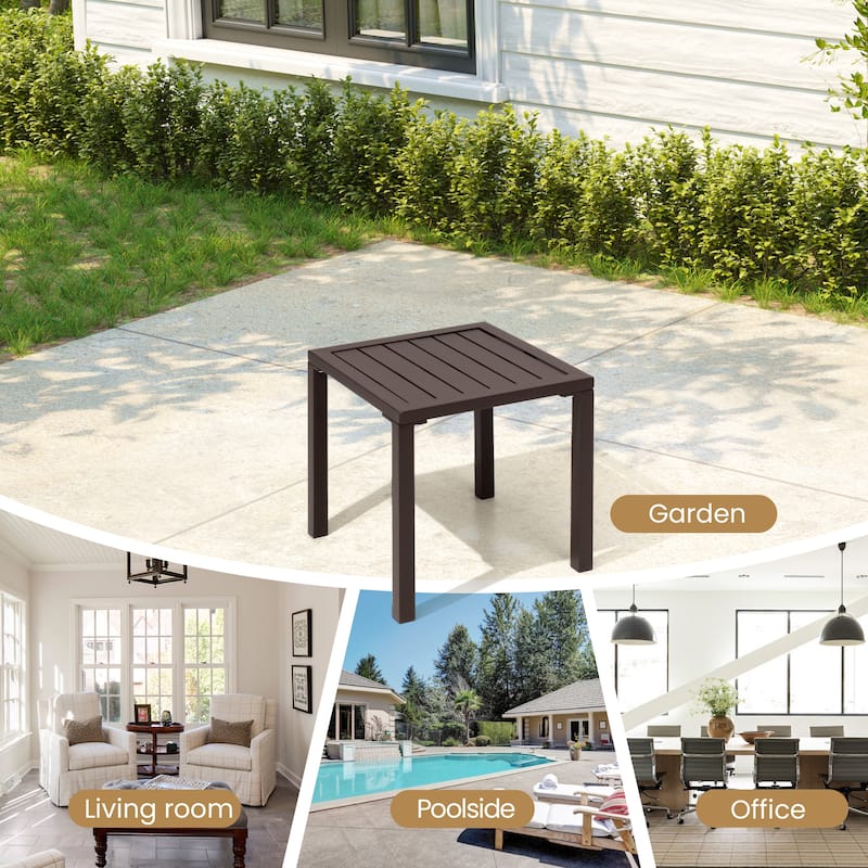 Outdoor Aluminum End Table Square Patio Side Table - 15.7" L x 15.7" W x 15.9" H
