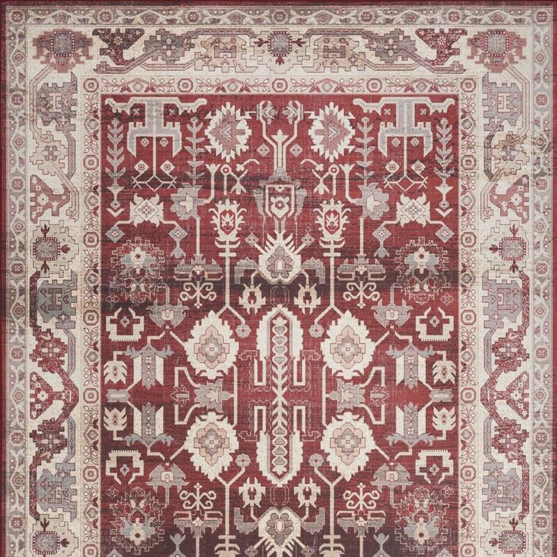 Lazod Power Loomed Distressed Non Skid Stain Resistant Low Pile Area Rug By HomeRoots - 84' X '60' X '0.2