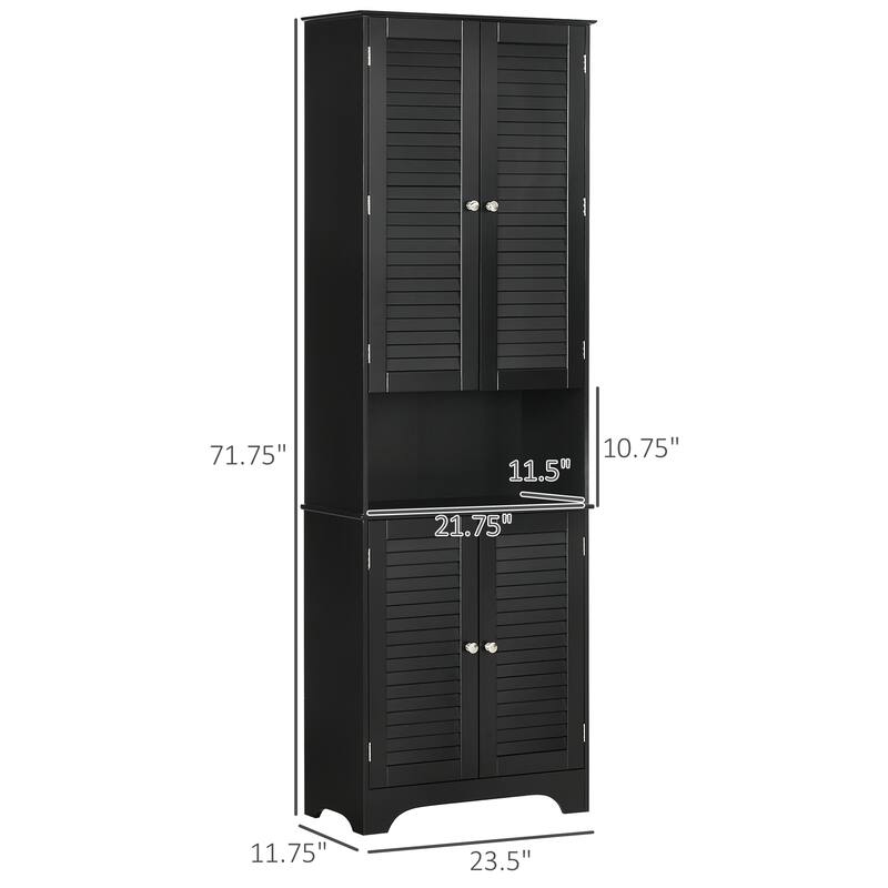 HOMCOM Freestanding Bathroom Storage Cabinet with Shutter Doors and Adjustable Shelves, Toilet Vanity Cabinet