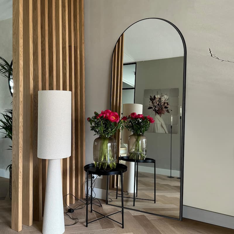 Modern Arched Full Length Aluminum Alloy Floor Mirror Standing Mirror - 65x22 - Black