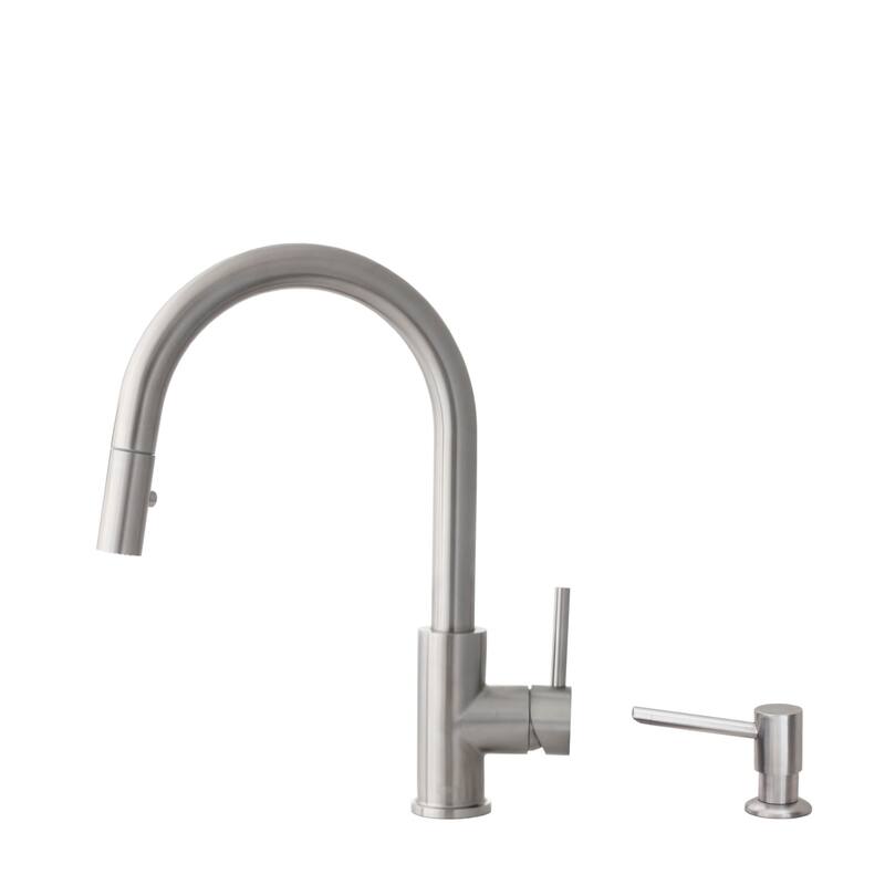 STYLISH Pull Down Kitchen Faucet + Soap Dispenser - Stainless Steel Finish