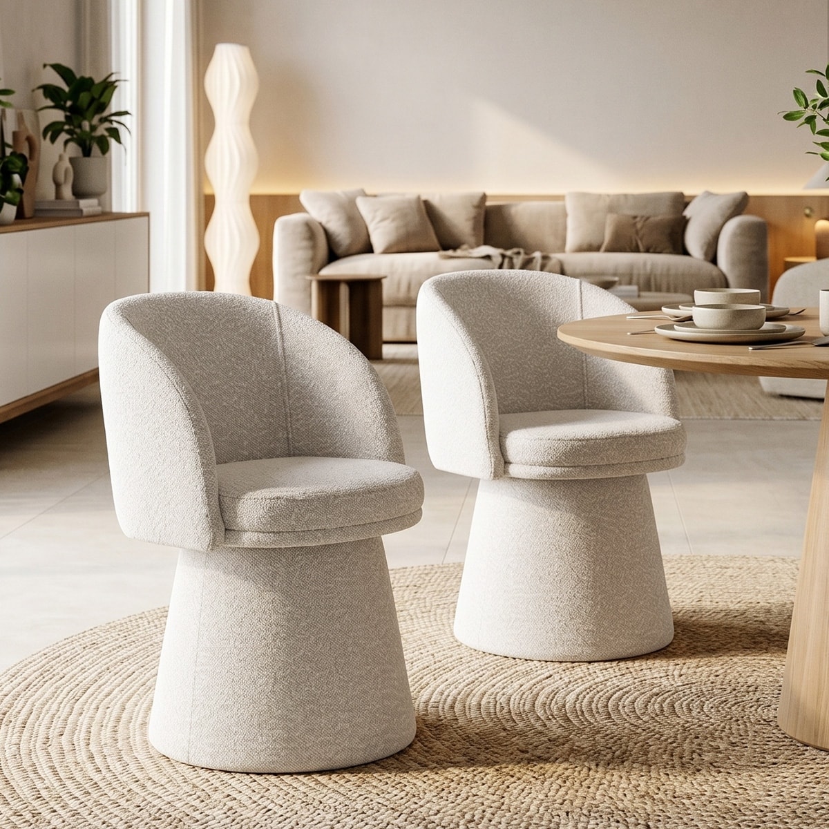 Modern Boucle Swivel Dining Chair(Set of 2)