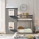 preview thumbnail 2 of 15, Grey Twin over Twin Solid Wood Bunk Bed with Roof, Window, Guardrail, and Ladder