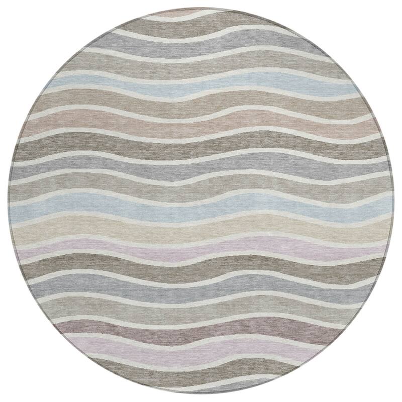 Machine Washable Indoor/ Outdoor Contemporary Stripe Chantille Rug