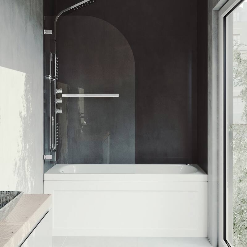 Vigo Orion 58" High x 34" Wide Hinged Frameless Tub Shower Door with