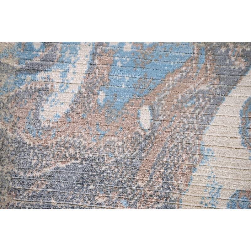Striped Modern Abstract Foyer Rug Hand-Knotted Wool Carpet - 2'8" x 4'11"