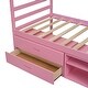 preview thumbnail 8 of 13, Twin Size Wood Platform Bed with Removable Shelves, 2-Storage Drawers, Pink