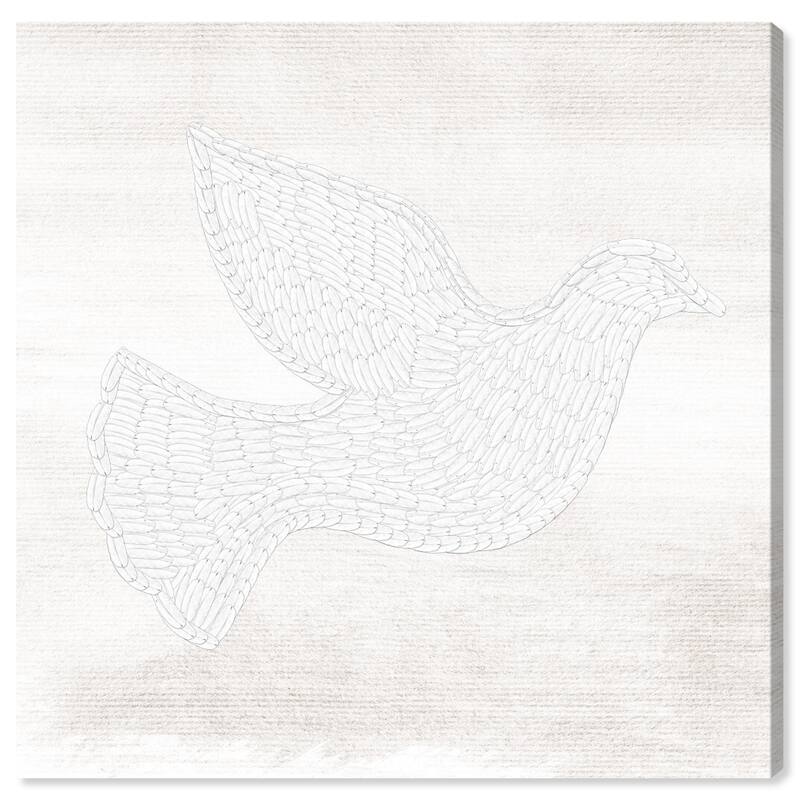 Wynwood Studio Canvas Animals Feather Dove White and Cream White Modern & Contemporary Wall Art Canvas Print