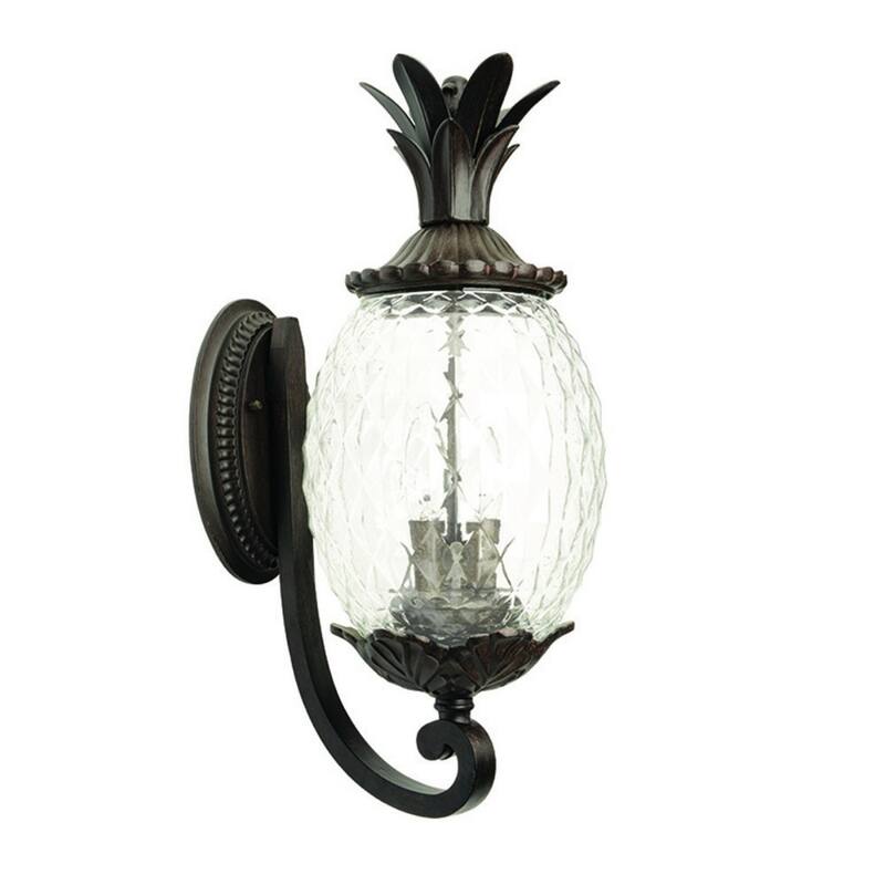 Glass Pineapple Lantern Flush Mount Light Aluminum Dimmable - 12.50” x 9.50” x 21.75” (D x W x H) - Black Coral