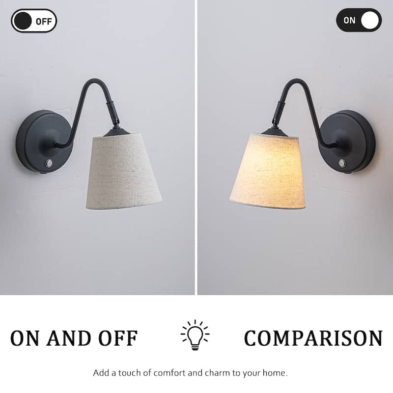 W6" Battery Operated Wall Sconces Dimmable Integrated LED Rechargeable Cordless Swing Head Wall Lamp for Bedroom