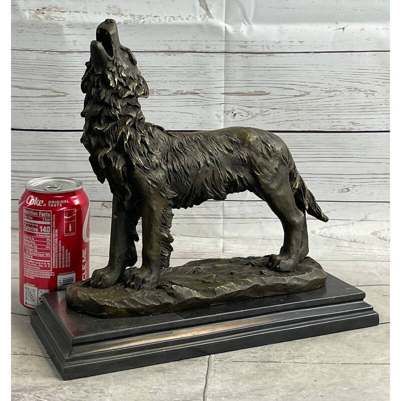 Hot Cast Bronze Howling Wolf Bronze Sculpture Statue Decor By Milo
