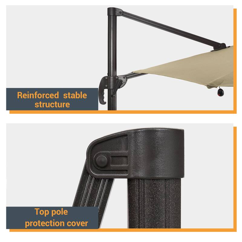 LIVOOSUN Aluminum 10x8FT LED Rectangular Cantilever Patio Umbrella