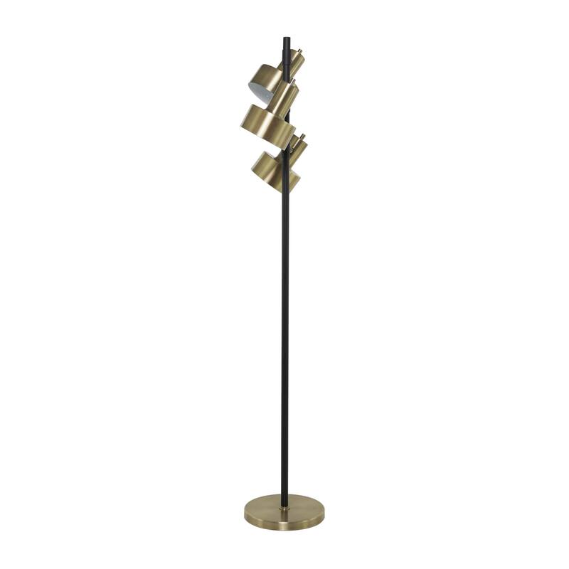 Metal Floor Lamp with Rotating Shades - Gold - Roche River Decor - 11"W x 20"L x 67"H