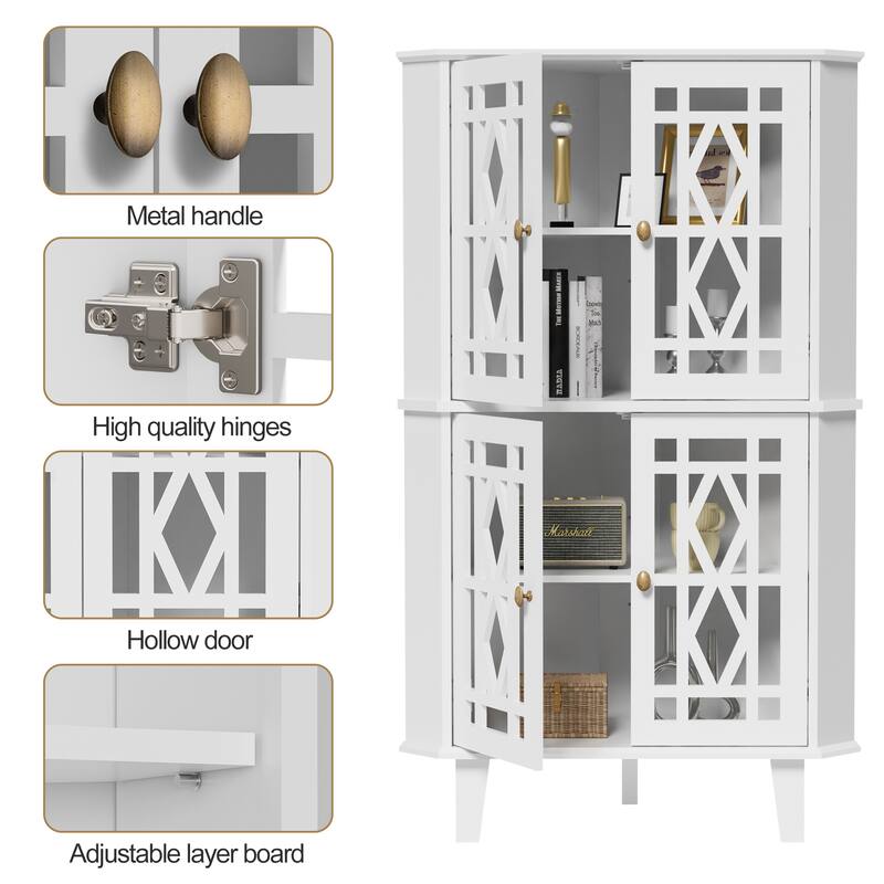 Corner Sideboard Cabinet Free-Standing Corner Storage Organizer