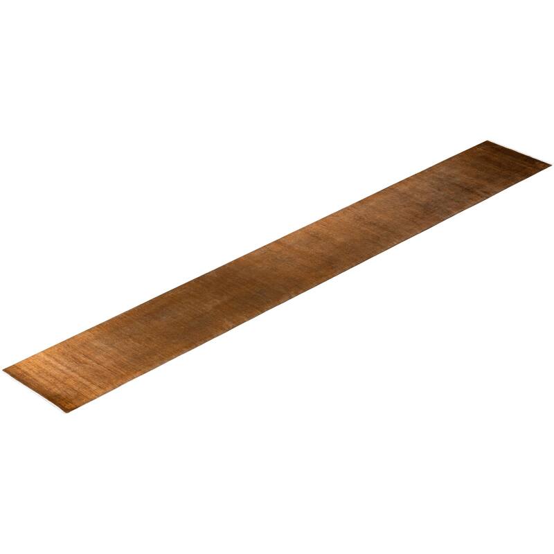 Overton Hand Knotted Wool Vintage Inspired Modern Contemporary Overdyed Gold Runner Rug - 3' 2" x 25' 6"