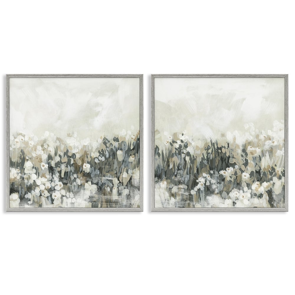 Stupell Brushed Flower Meadow Impressions Framed Giclee Art Design By June Erica Vess (Set of 2)