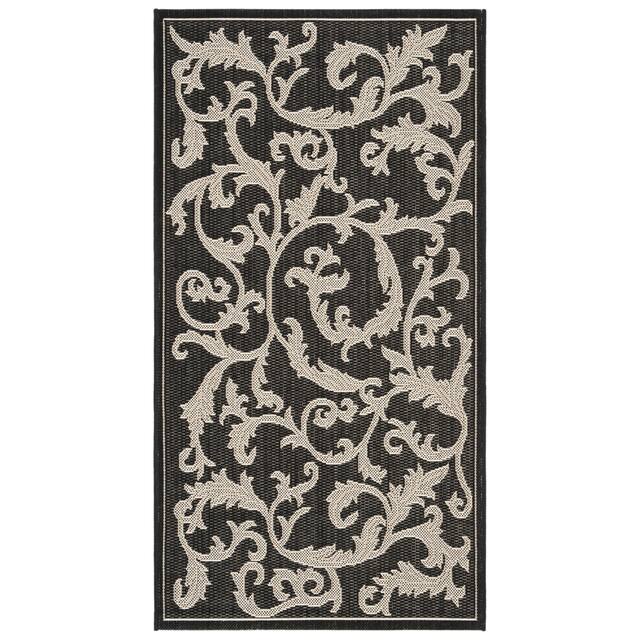 SAFAVIEH Courtyard Darline Indoor/ Outdoor Waterproof Patio Backyard Rug - 2'7" x 5' - Black/Sand