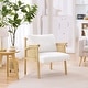 preview thumbnail 1 of 6, Yaheetech Upholstered Accent Chair Boucle Lounge Chair with Rattan Back and Sides White
