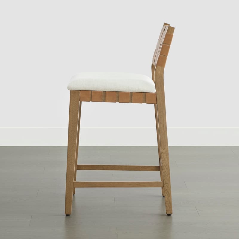 Spruce & Spring Orion Counter Bar Stool with Handwoven Double-faced PVC Backrest