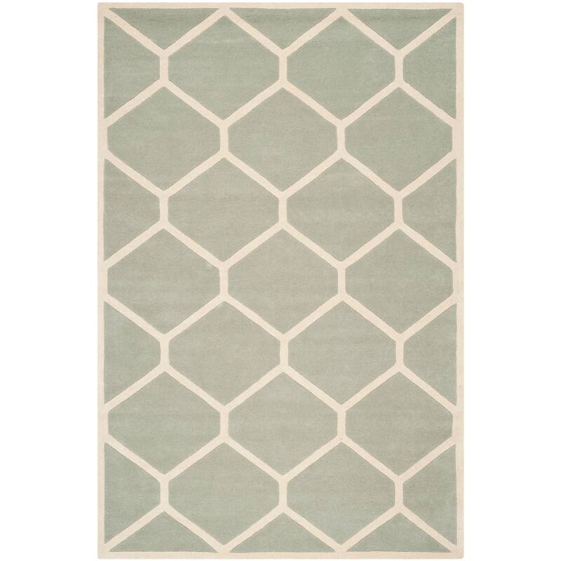 SAFAVIEH Handmade Chatham Afifah Modern Moroccan Wool Rug - 5' x 8' - Grey/Ivory