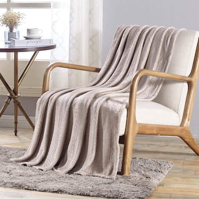 Double Helix Embossed Ultra Lush Throw Blanket (50" x 60") - Ivory