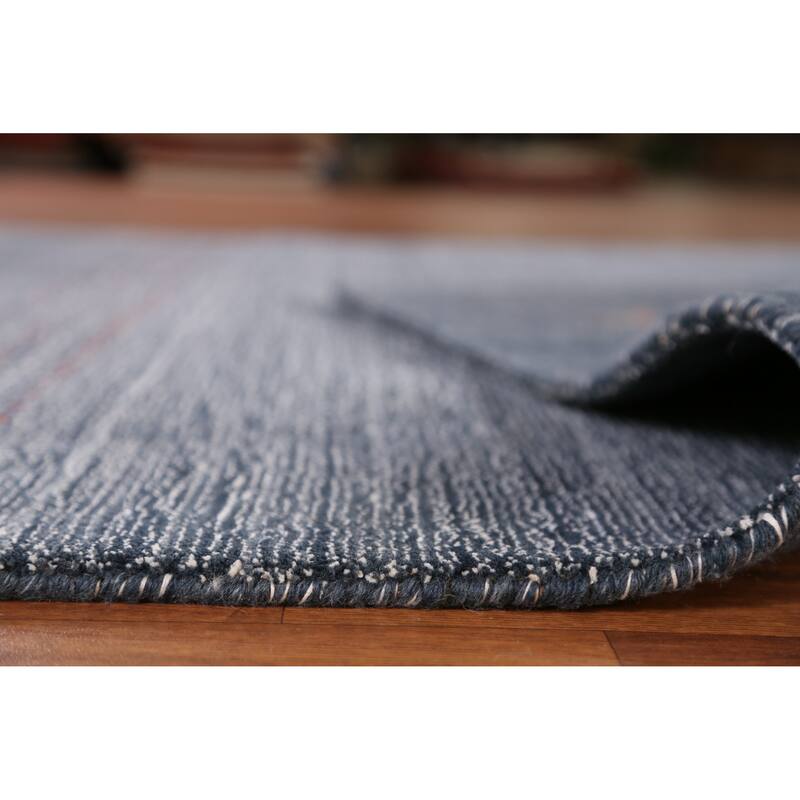 Hand Knotted Oriental 100% Wool Carpet Tribal Animal Pictorial Navy Blue & Blues Gabbeh Area Rug - 7' 7'' X 5' 3''