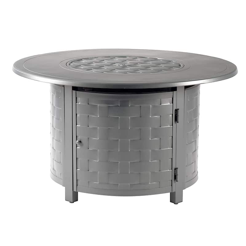 Round 44 in. x 44 in. Aluminum Propane Fire Pit Table with Glass Beads, Two Covers, Lid, 57,000 BTUs