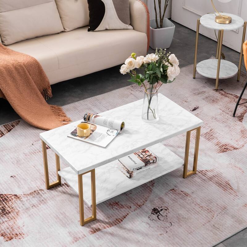 Coffee Table MDF Texture Desktop 2 Layers White