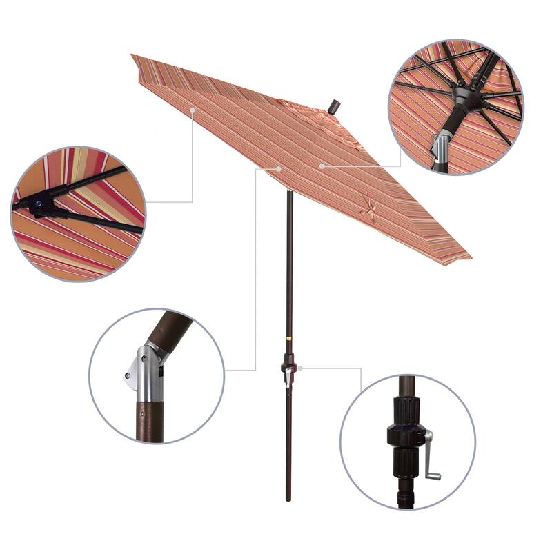 California Umbrella 7.5' Sun Master Patio Umbrella Bronze Aluminum Pole Fiberglass Ribs Crank Lift Tilt Sunbrella Cilantro