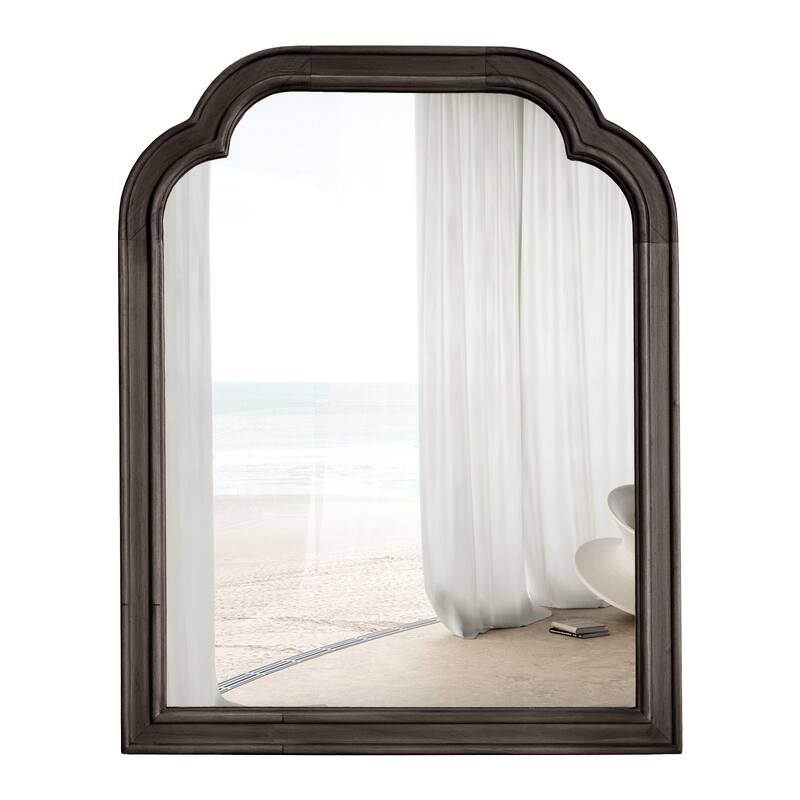 Top Corner Scalloped Rectangle Decorative Farmhouse Wall Mirror