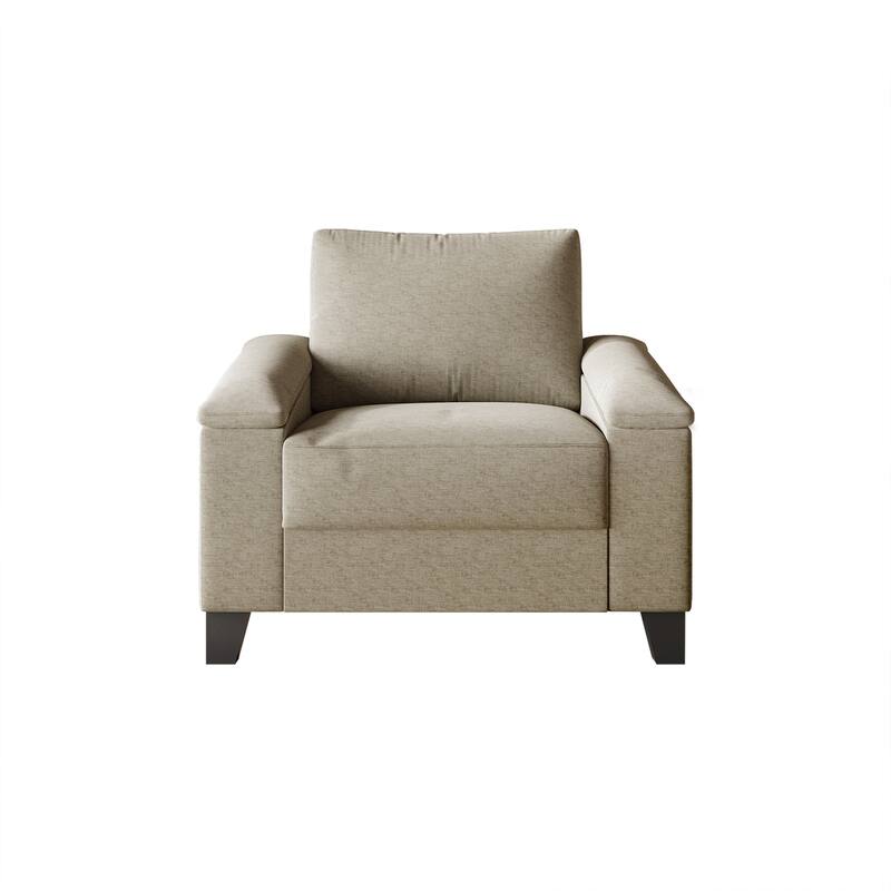 CraftPorch Simple Style Linen Upholstered Arm Chair - Dark Beige