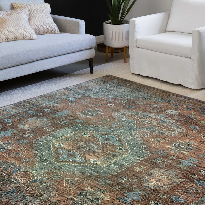 Alexander Home Leanne Traditional Distressed Printed Area Rug - 3'6" x 5'6" - Rectangle
