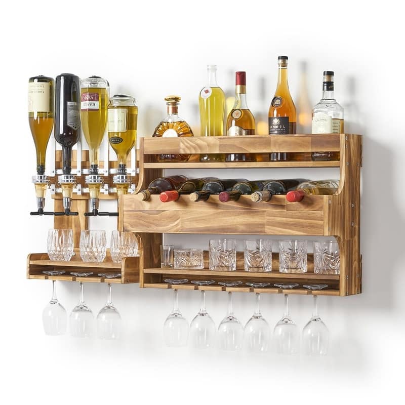 Wood Wine Rack Wall Mounted - 41.75"D x 5.12"W x 17.72"H