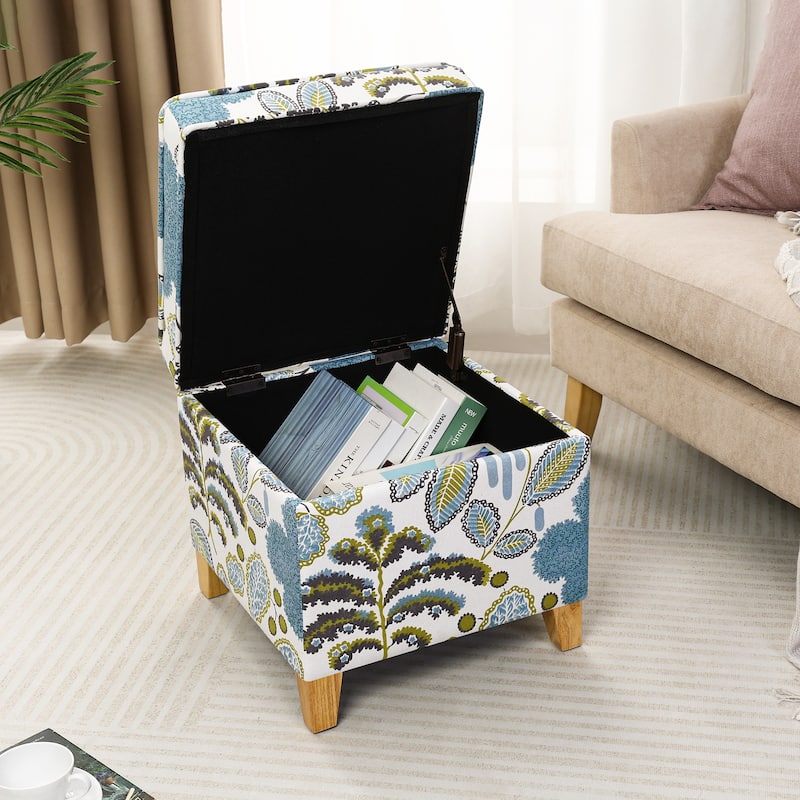 Adeco Square Storage Ottoman 17 inch Footstool