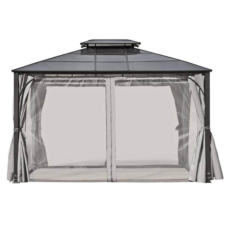 10'x12' Hardtop Outdoor Gazebo with Heavy Duty Double Roof by Leisure Zone