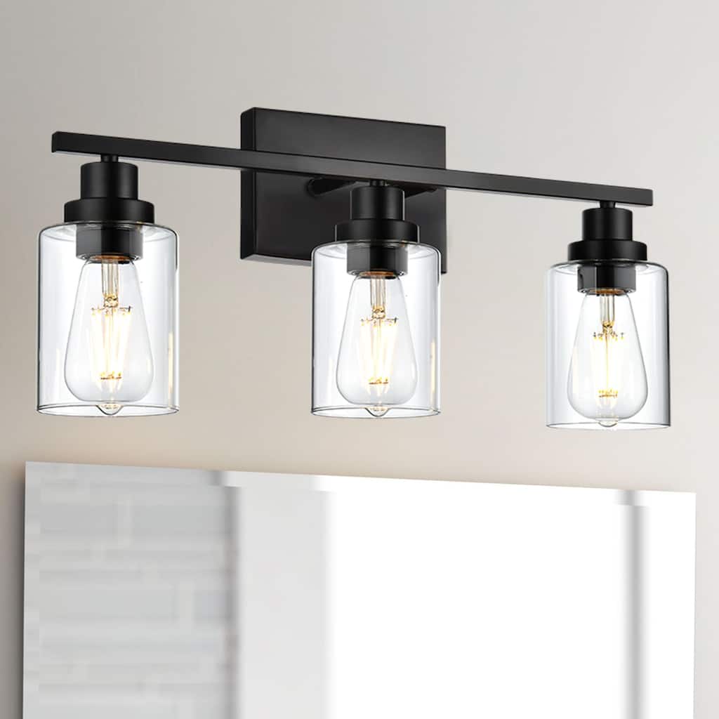2-Light Modern Vanity Light, Bathroom Mirror Light with Clear Glass Shade