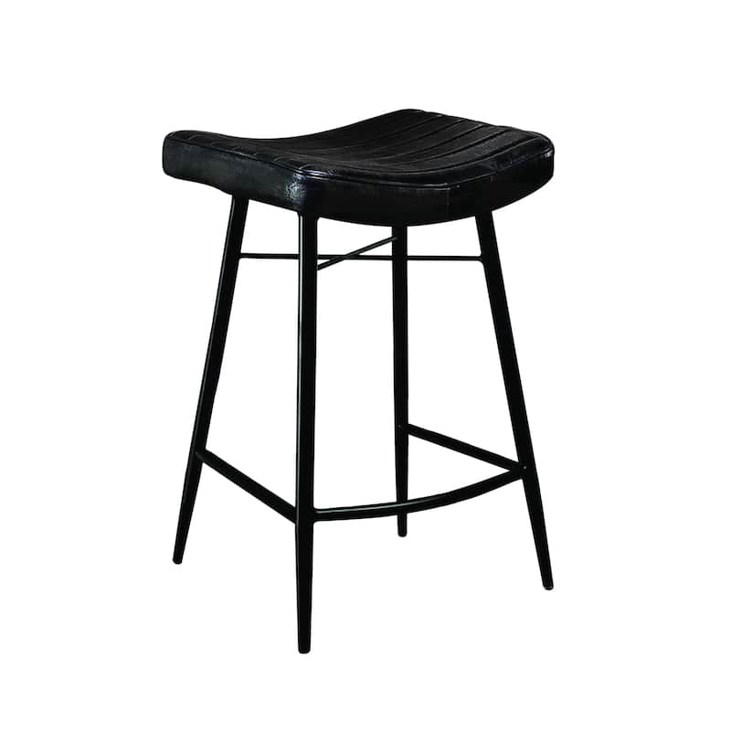 Reuger Upholstered Stools with Saddle Seat (Set of 2) - Antique Espresso/Black - Counter Height