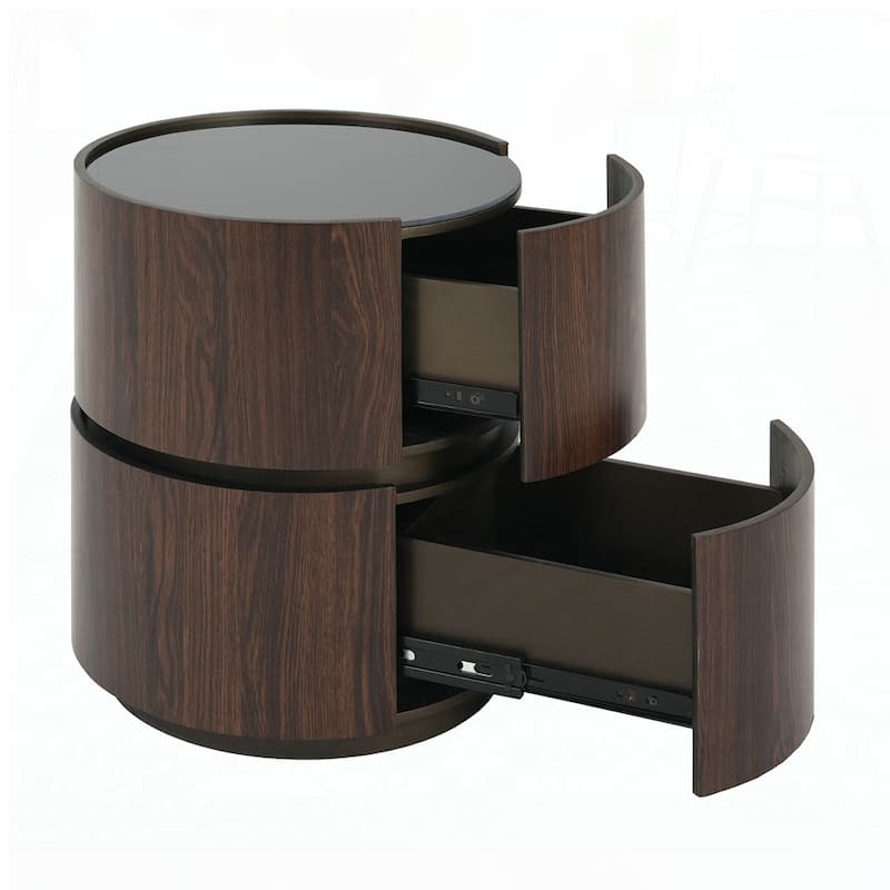 Round Storage 2-Drawers NightStand