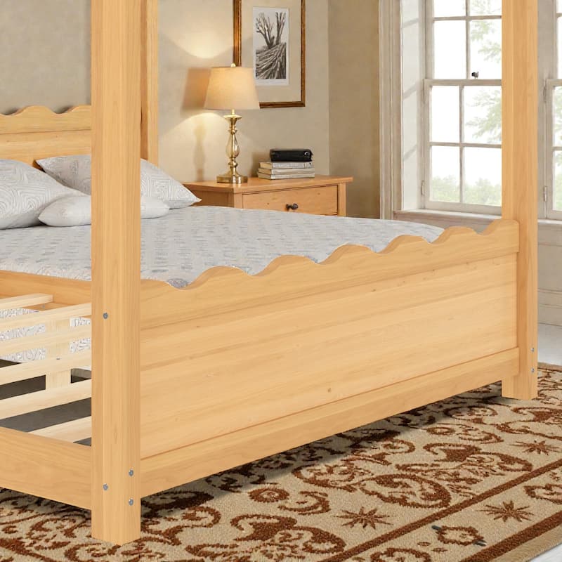 Kids Solid Wood House Floor Bed with Support Slats, Montessori Low Profile Bed, No Box Spring Needed