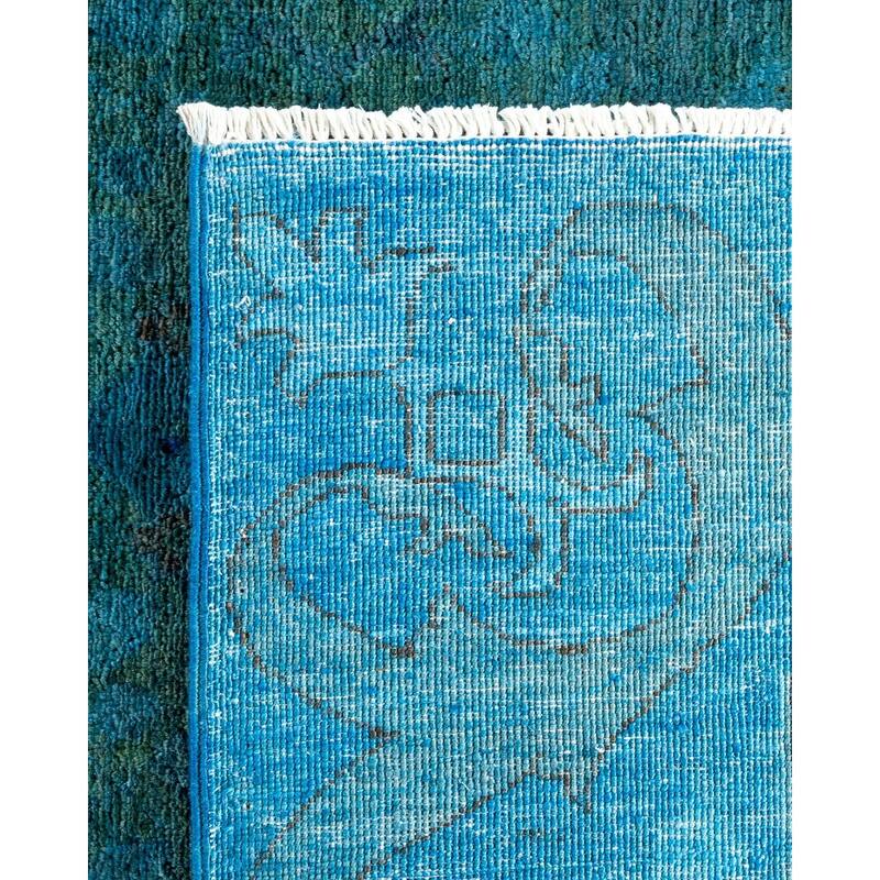 Overton Hand Knotted Wool Vintage Inspired Modern Contemporary Overdyed Blue Area Rug - 6' 0" x 9' 1"