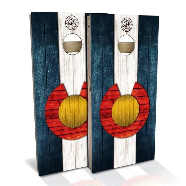 slide 2 of 8, Colorado Flag Outdoor Cornhole Board Set Backyard 2x4 - Include Carrying Case
