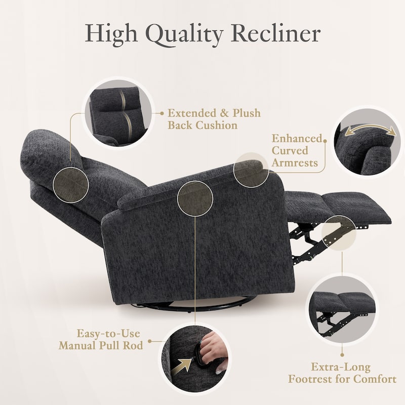 Fabric Recliner Sofa Chair Swivel Rocking Footrest-Single Seat for Living Room