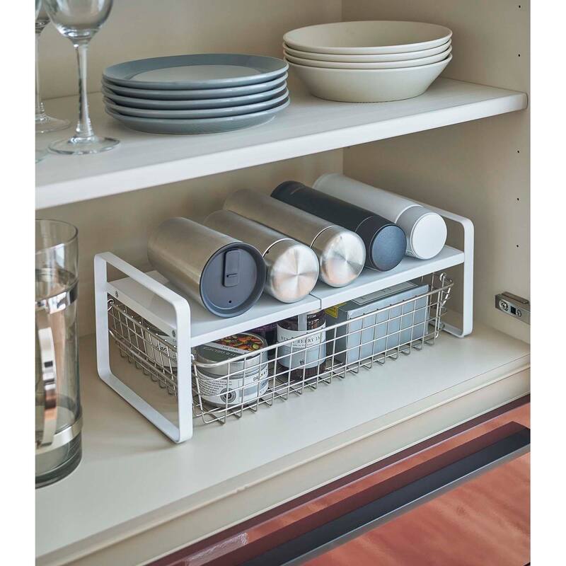 Yamazaki Home Expandable Kitchen Riser, Steel, Small, Expandable - L 7.87 x W 10.63 x H 5.98 inches