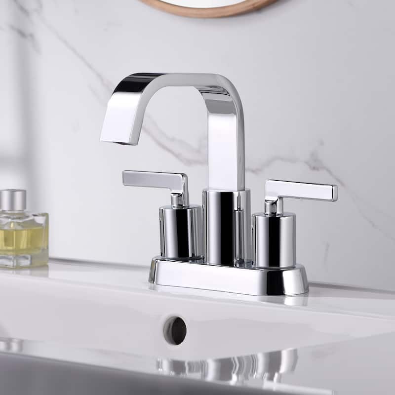 Luxier MSC14-T 4 in. Centerset 2-Handle Bathroom Faucet with Drain