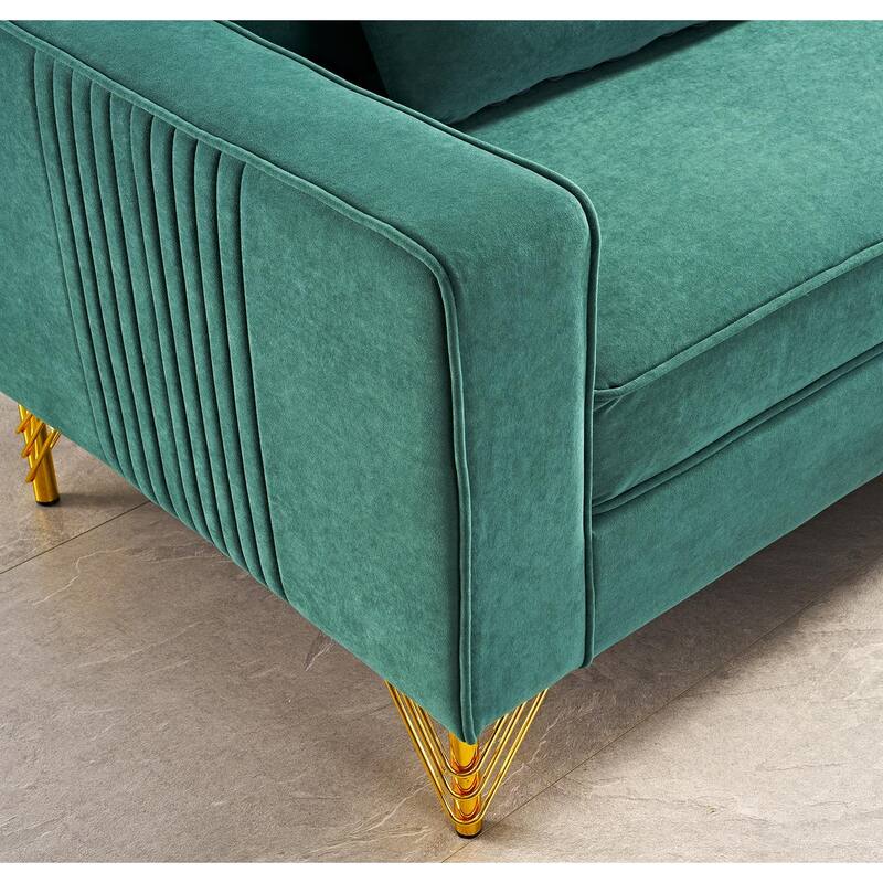 85.8" Green Velvet 3 Seater Sofa for Living Room with Classic Modern Appeal and Easy Maintenance