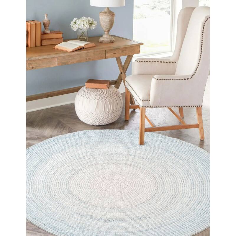 ECARPETGALLERY Braid weave Sienna Ivory Wool Rug - 4'0 x 4'0